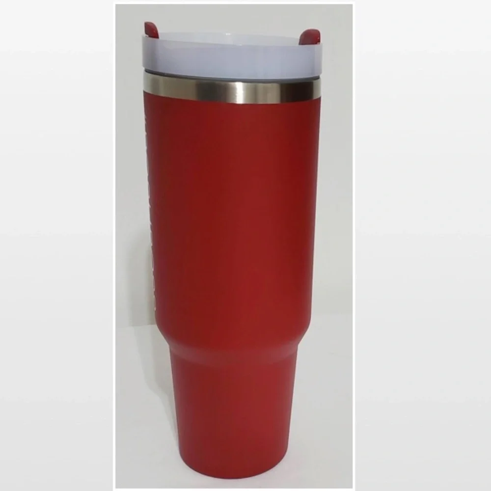 New Tumbler POSHBOSS Red White Large 40oz Travel Mug Thermos Cup